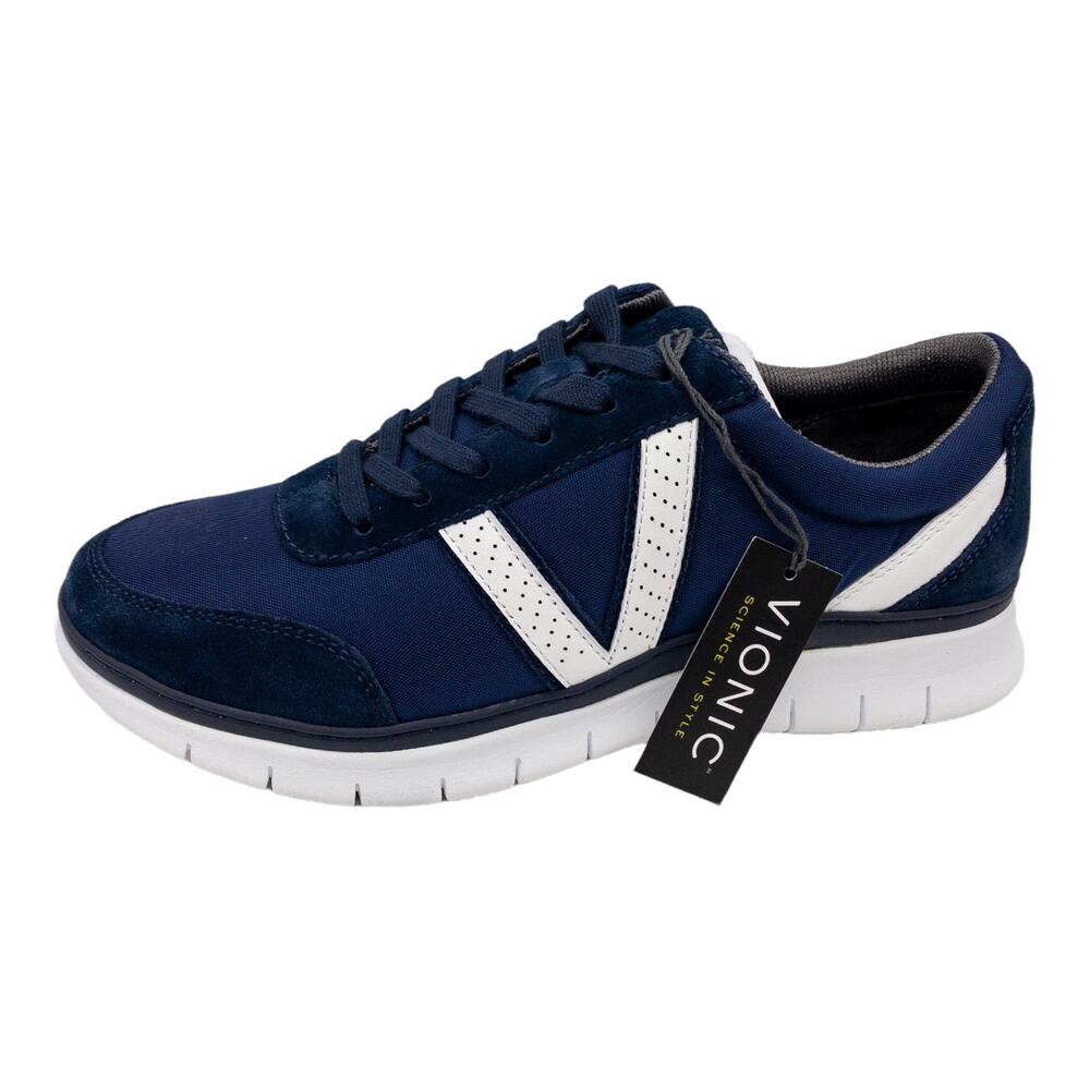 New Vionic Men's Comfort Ansel Suede Orthopedic Lace Up Sneakers 7 Blue & White